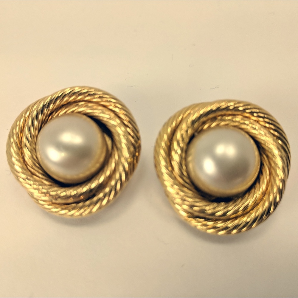 Vintage Chanel Faux Pearl Rope Earrings